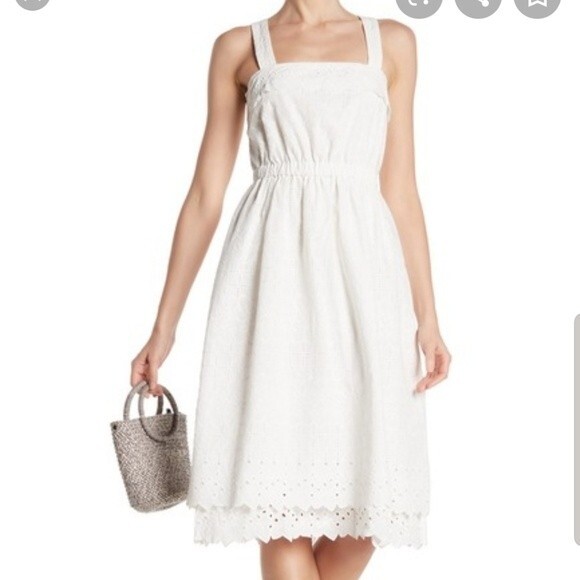 Madewell white Eyelet Tiered Midi sleeveless Dress - Picture 2 of 13